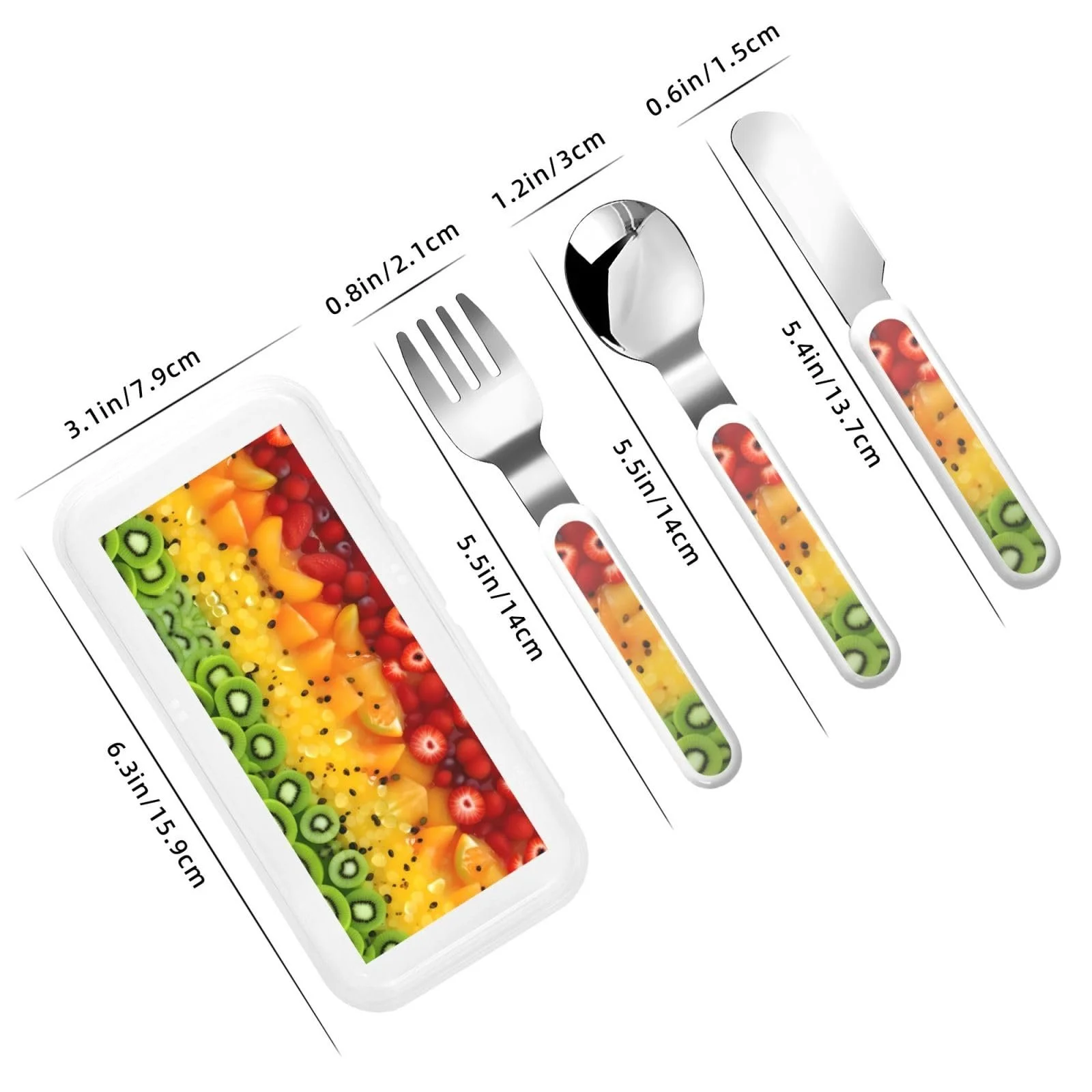 Дитячий набір столових приборів з принтом Frisches Obst, 3 предмети для пікніка в дитячому садку, багаторазовий, фото №3 Дитячий набір столових приборів з принтом Frisches Obst, 3 предмети для пікніка в дитячому садку, багаторазовий, фото №3
