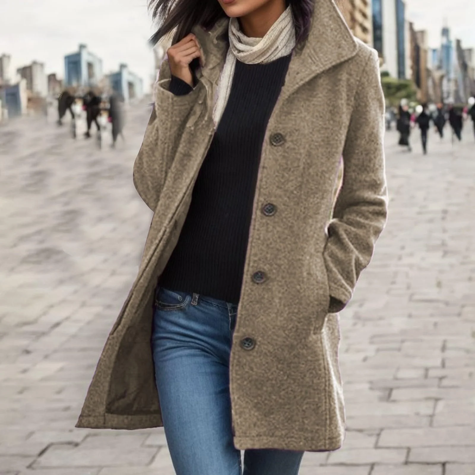 Пальто шерстяное SRZYMJ Женское теплое однотонное, фото №2 Пальто шерстяное SRZYMJ Женское теплое однотонное, фото №2