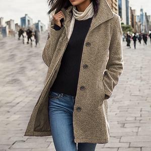 Пальто вовняне SRZYMJ Жіноче тепле однотонне synthetic.ua - Фото 1