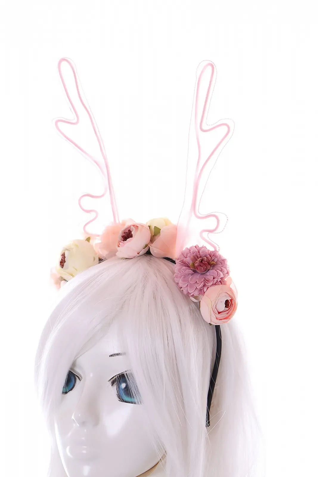 Обруч Різдвяні Оленячі Роги Мереживо з Різнокольоровими Квітами Аксесуари для Волосся, фото №2