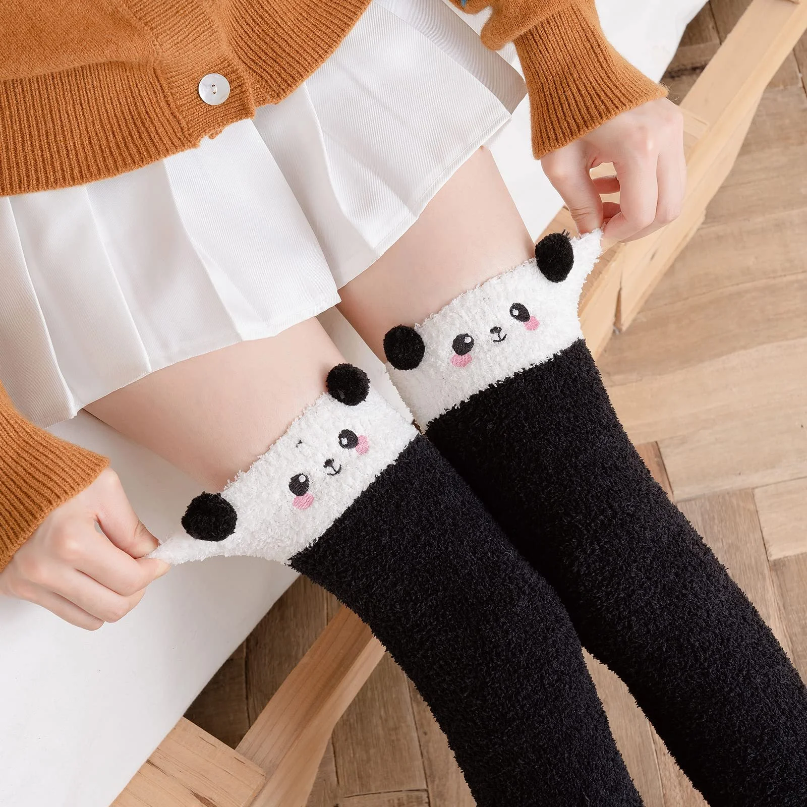 2 пари пухнастих високих шкарпеток до стегон для жінок, фото №5