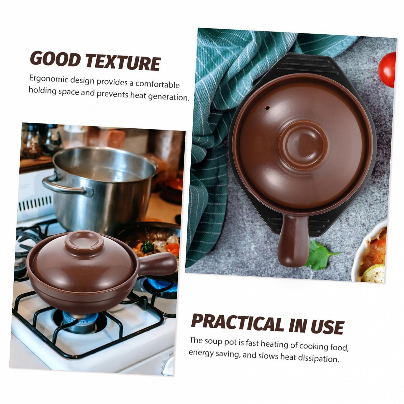 Керамическая кастрюля GLEAVI с ручкой, термостойкая, кислотостойкая, для плиты и духовки, многофункциональная, фото №3