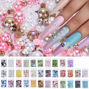 Напівкруглі перлини для нігтів з плоскою задньою стороною synthetic.ua - Фото 1