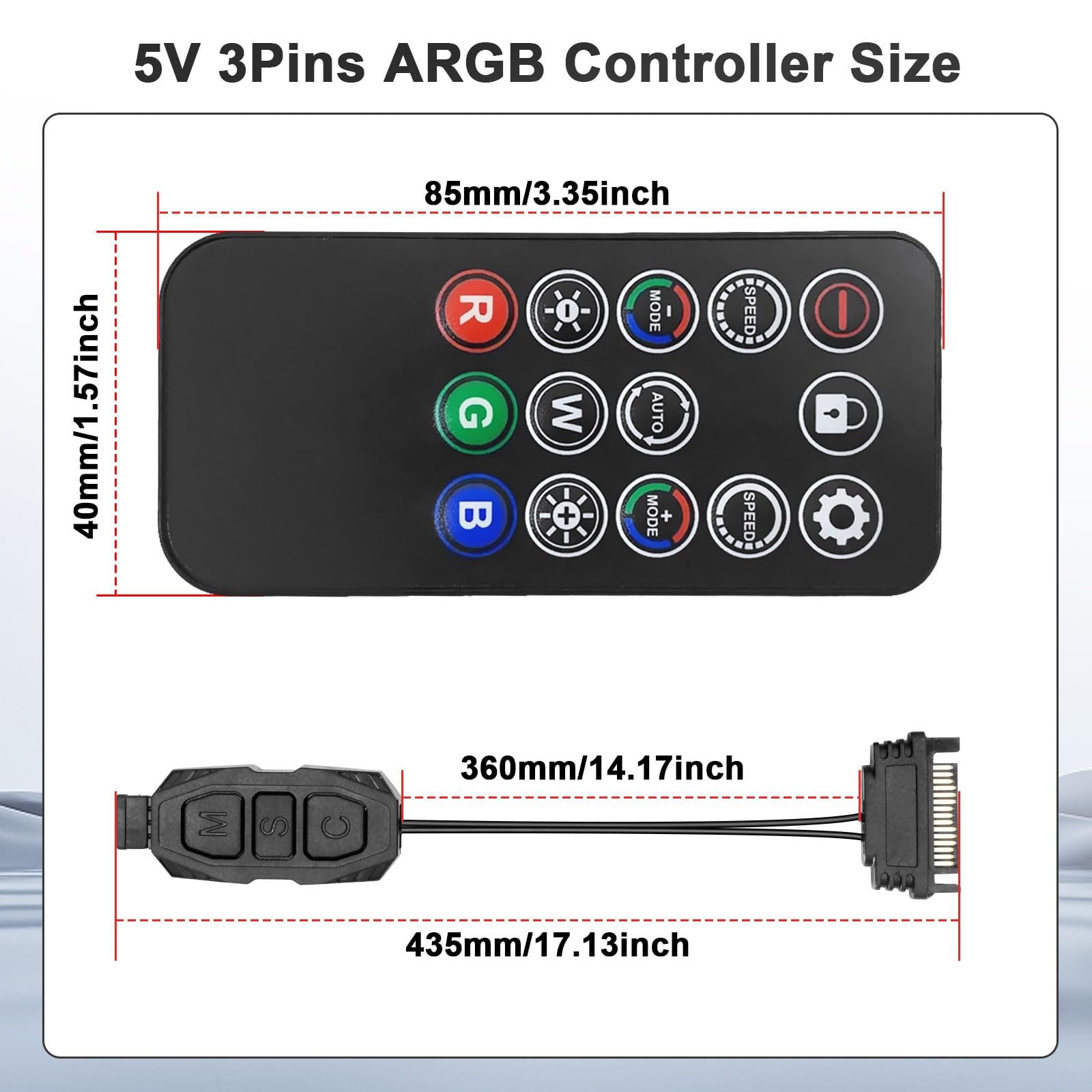 Контролер ARGB RUIZHI 5V 3-Pin 14 кнопок SATA Димер для вентиляторів та стрічок, фото №7 Контролер ARGB RUIZHI 5V 3-Pin 14 кнопок SATA Димер для вентиляторів та стрічок, фото №7