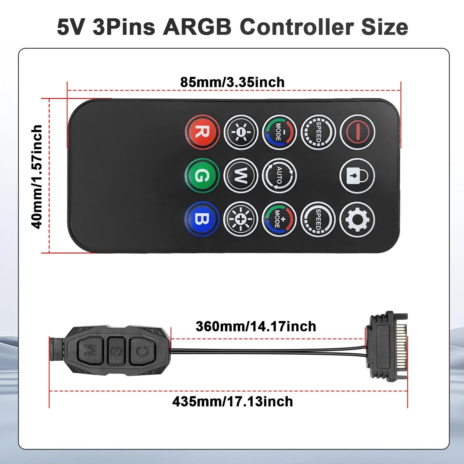 Контролер ARGB RUIZHI 5V 3-Pin 14 кнопок SATA Димер для вентиляторів та стрічок, фото №7