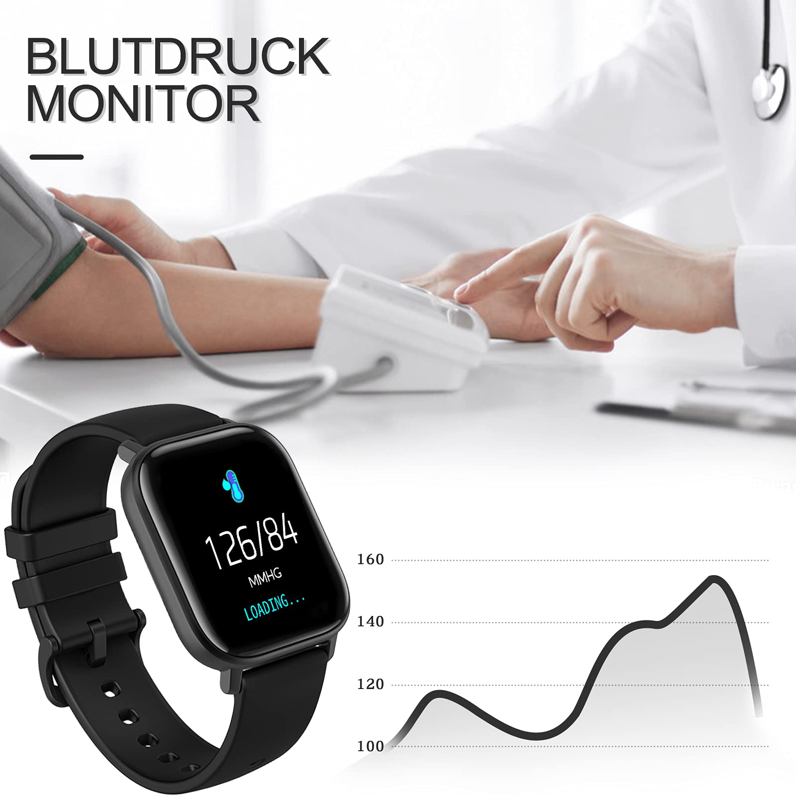 Фітнес браслет findtime Smartwatch з вимірюванням артеріального тиску чоловічий фітнес годинник спортивний годинник з крокоміром пульсометром лічильником калорій трекером для Android iOS, фото №6