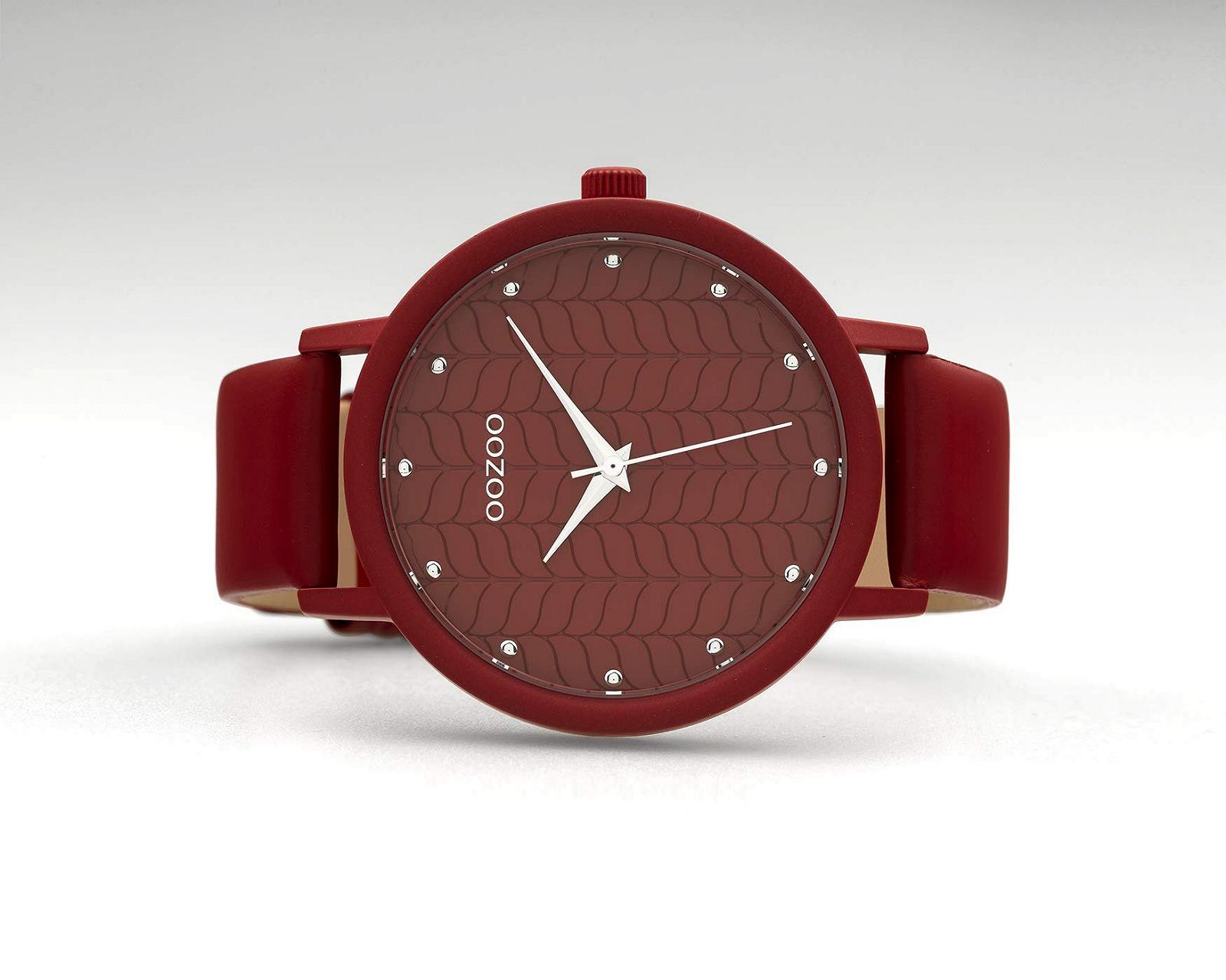 Женские часы Oozoo Color Line с кожаным ремешком, цветочный узор на циферблате, 45 мм, фото №3