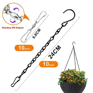 Цепи для подвешивания растений набор 20 шт. 24 см металлические поворотные Black synthetic.ua - Фото 1