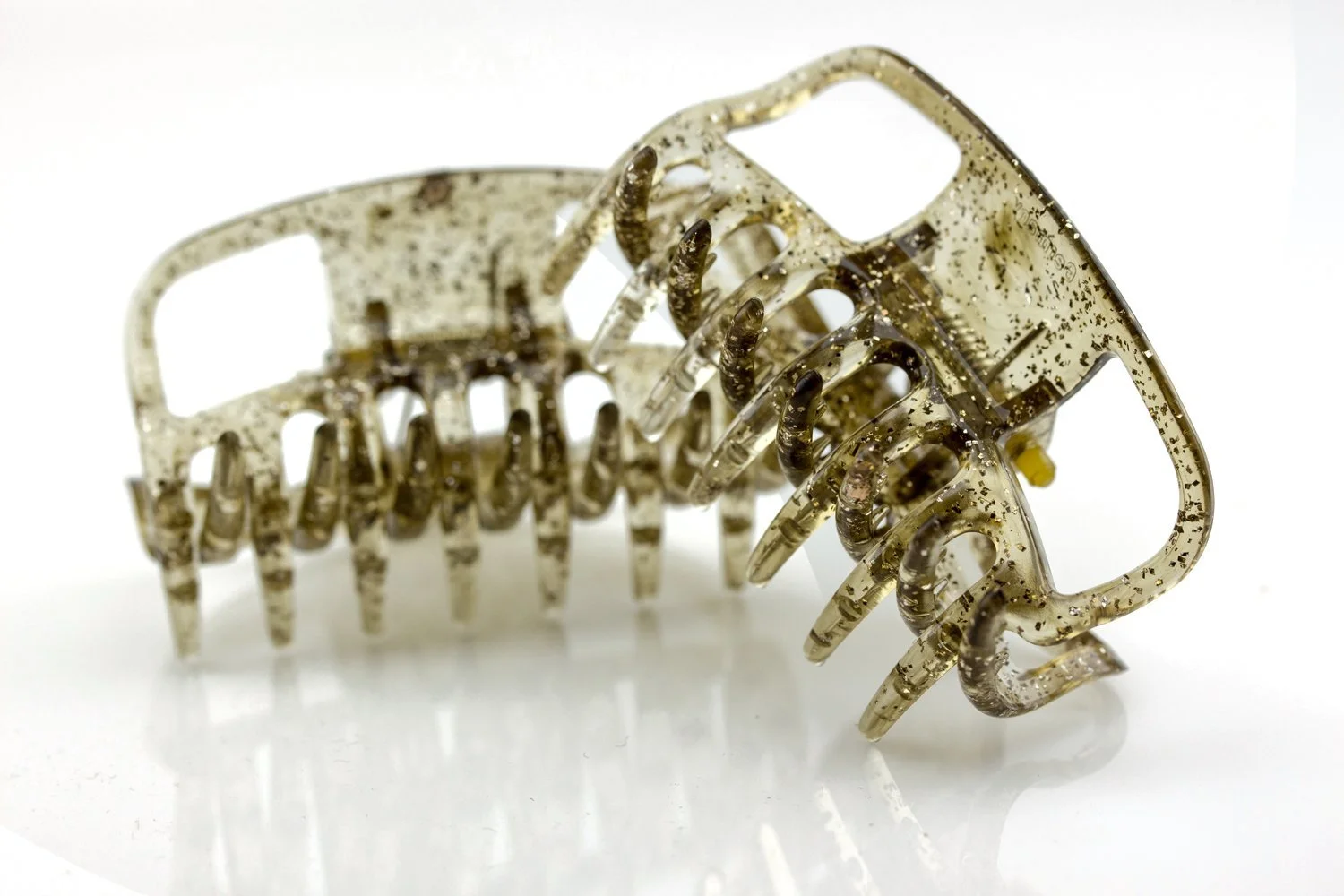 Заколка для волос WeLoveBeads 6 см, светло-янтарная с серебряным блеском, набор 2 шт., фото №3