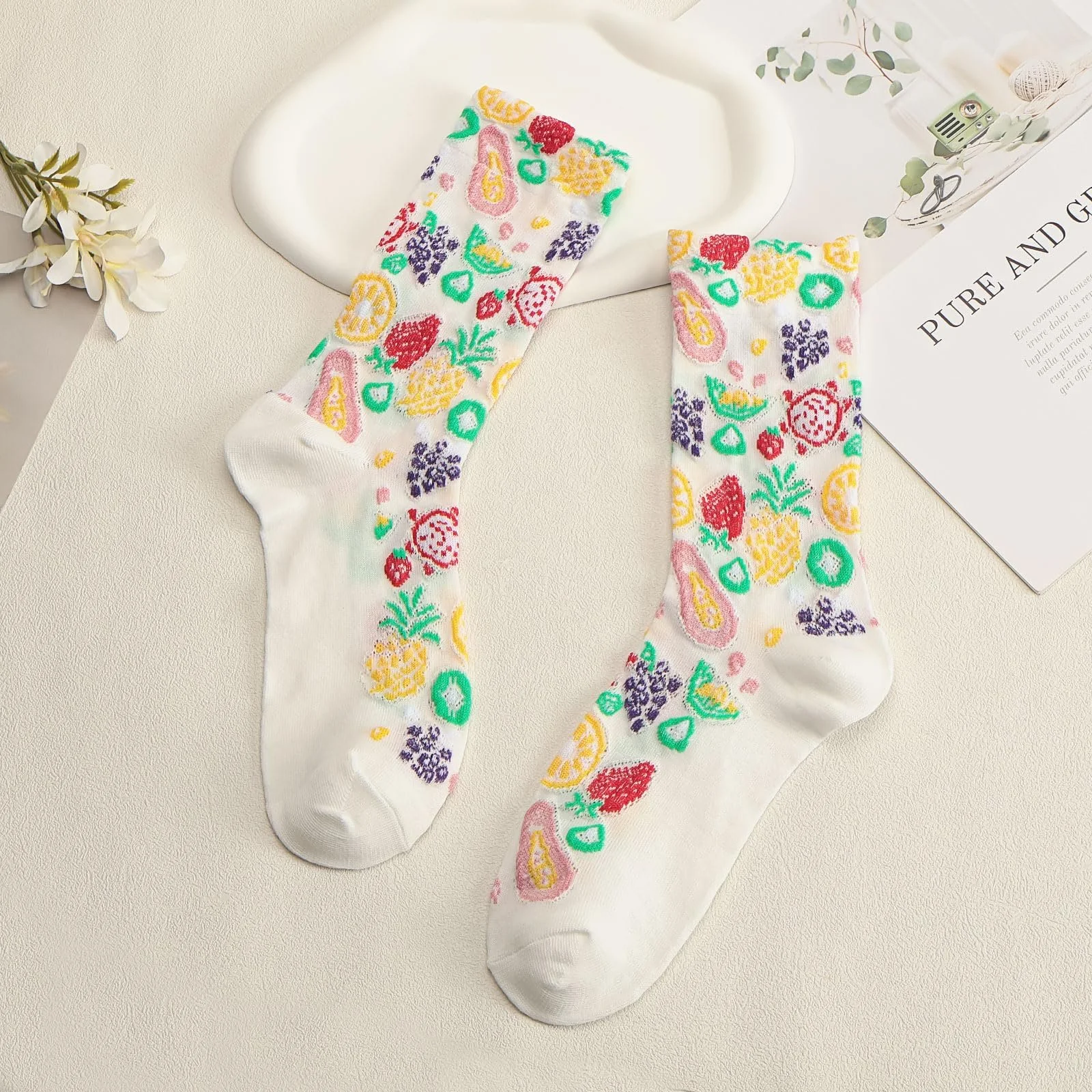 Жіночі шкарпетки з барвистим вінтажним квітковим візерунком 35-42, фото №7