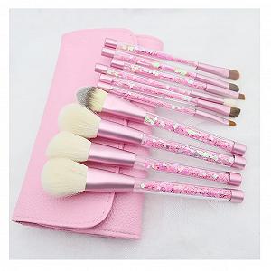 Набір кистей для макіяжу 10 шт. Diamond Brush Set, кисті з кришталевою ручкою для тональної основи, змішування, пудри, тіней, косметичка, набір кистей для краси - Фото 1
