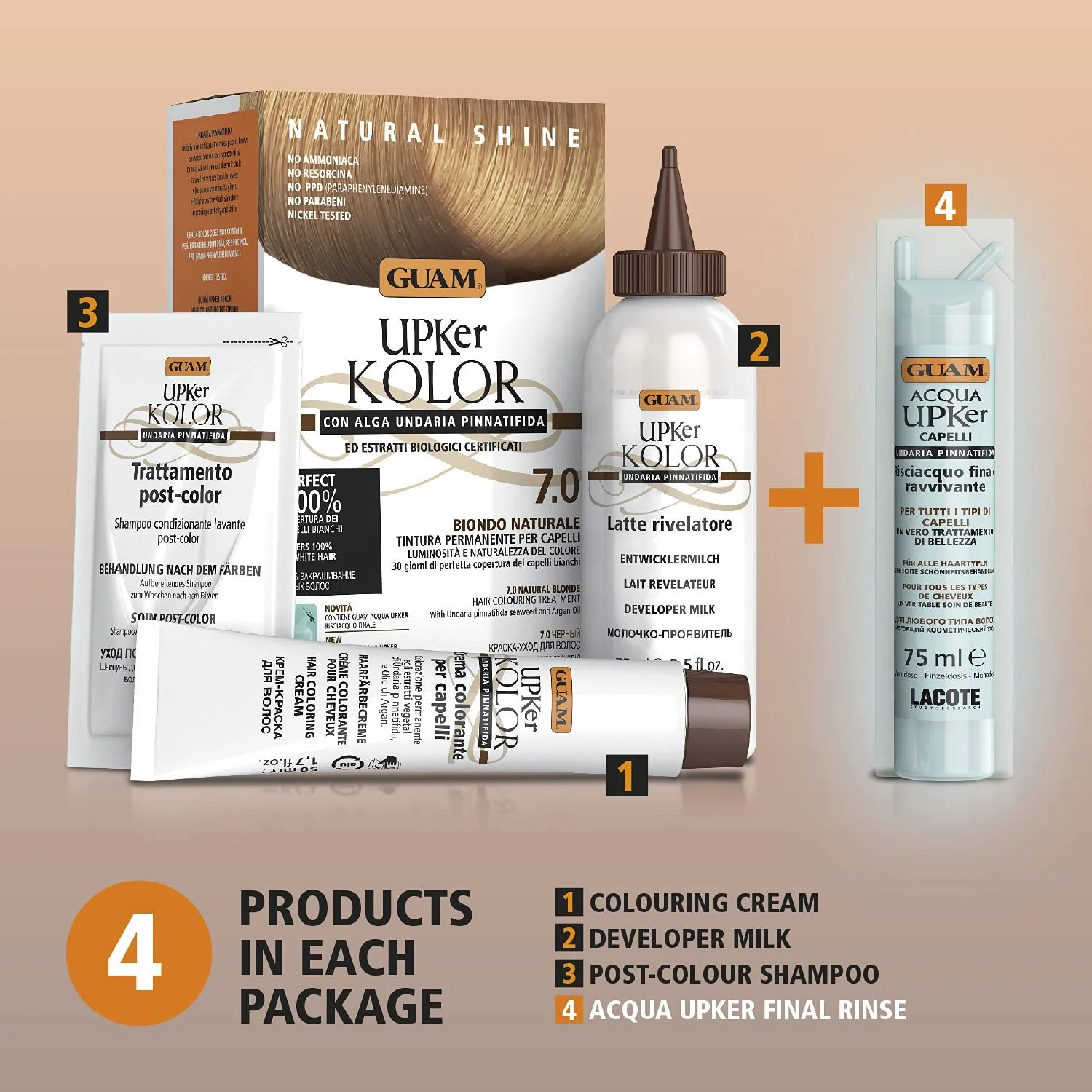 Фарба для волосся Guam Upker Kolor Natural Permanent 5.0 Світло-коричневий, фото №4 Фарба для волосся Guam Upker Kolor Natural Permanent 5.0 Світло-коричневий, фото №4