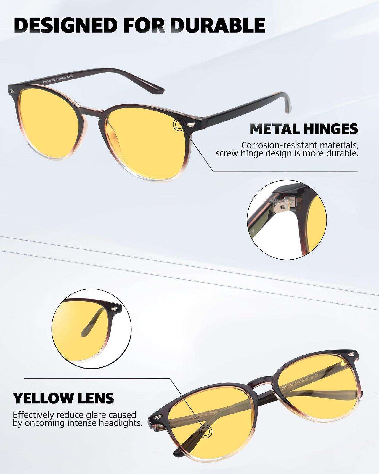 Поляризовані окуляри для водіння вночі/в туман Myiaur Жовті, фото №6 Поляризовані окуляри для водіння вночі/в туман Myiaur Жовті, фото №6