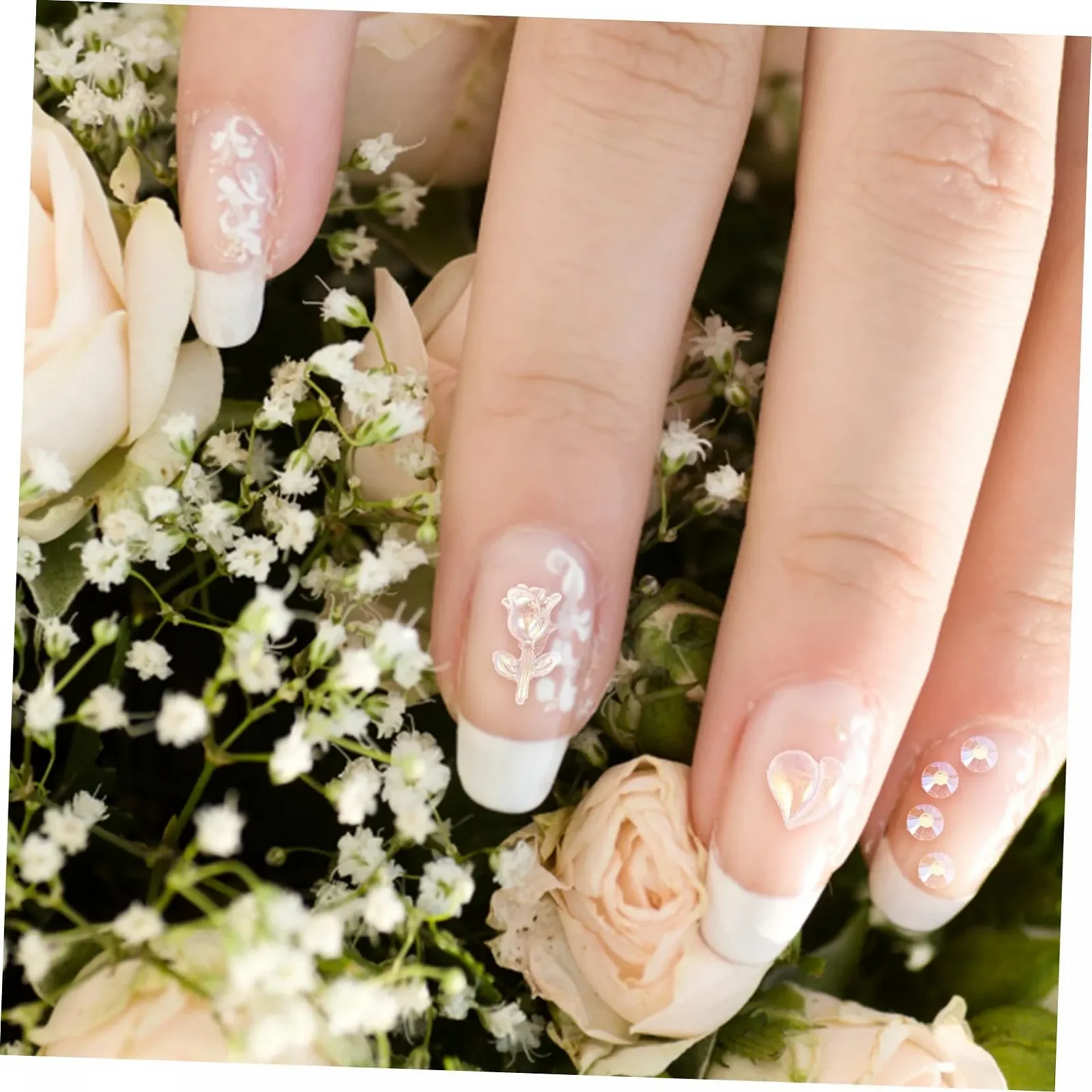 Стрази для нігтів, з перлинами та блискітками, фото №3