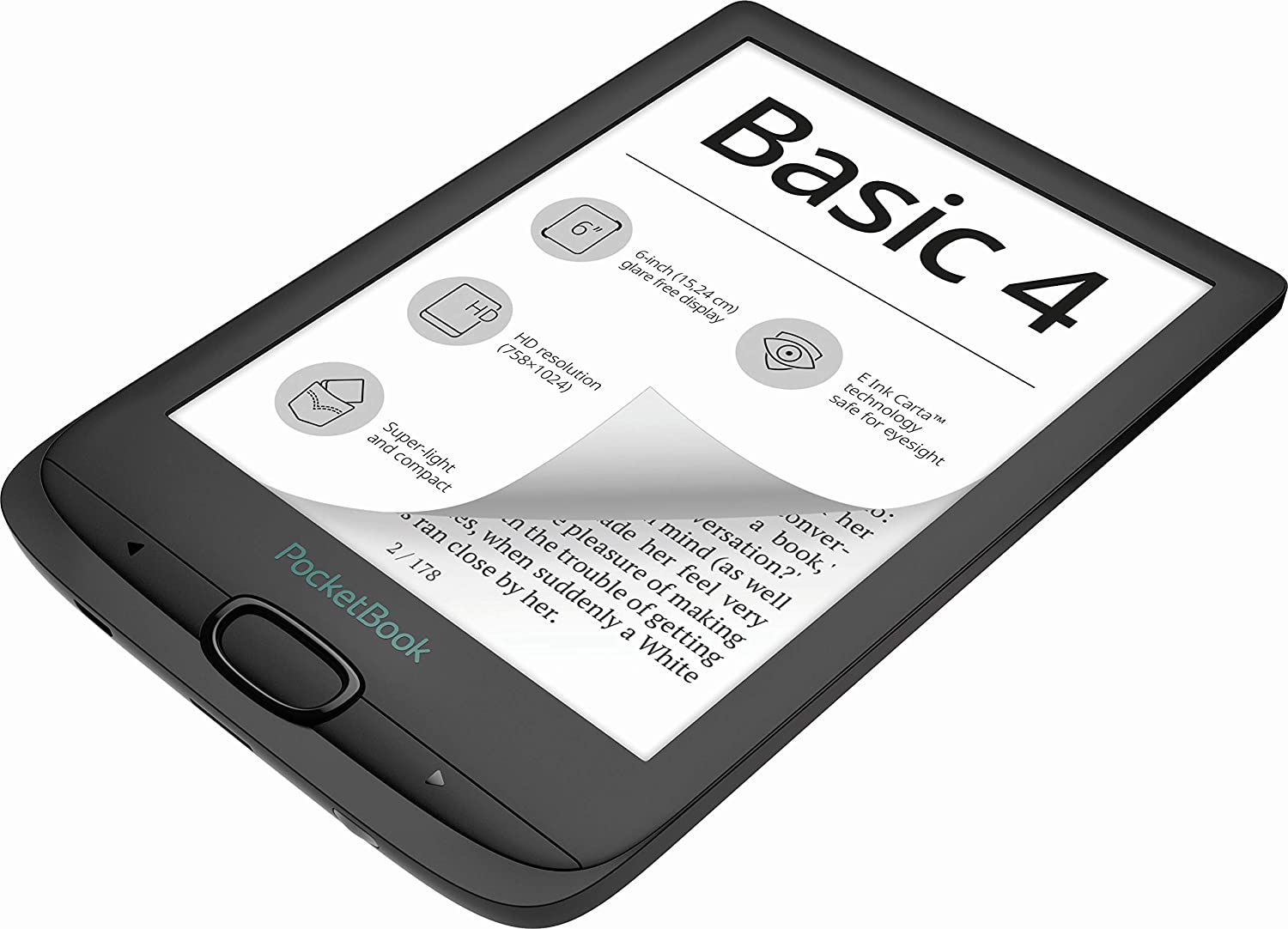 Электронная книга 6" PocketBook Basic 4 256 МБ / 8 ГБ / Linux / Wi-Fi / MicroSD / E Ink Carta дісплей / 1024 x 758 / Черний, фото №4