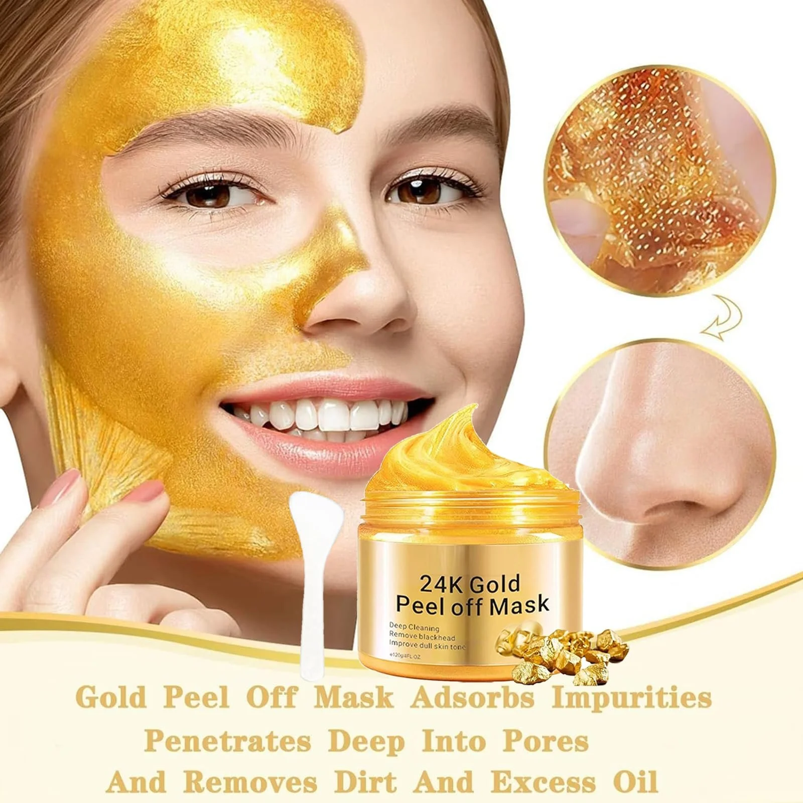 Маска для лица 24k Gold Peel Off, против морщин, омолаживающая, для ухода за кожей и красоты, для женщин, 120 мл, фото №4 Маска для лица 24k Gold Peel Off, против морщин, омолаживающая, для ухода за кожей и красоты, для женщин, 120 мл, фото №4
