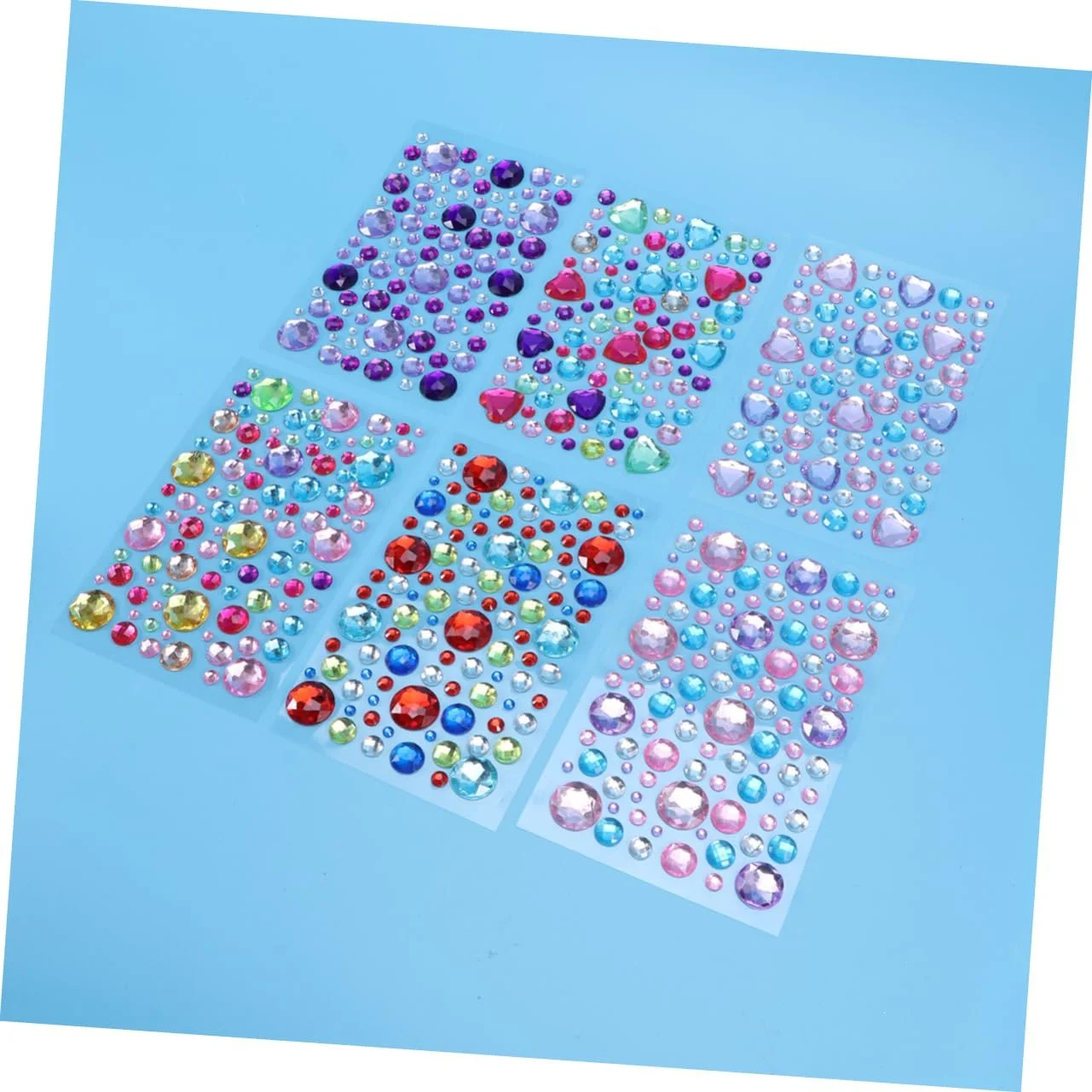 Наклейки Lurrose самоклеящиеся акриловые кристаллы для DIY, 6 листов, смешанный стиль для скрапбуков и подарков, фото №3