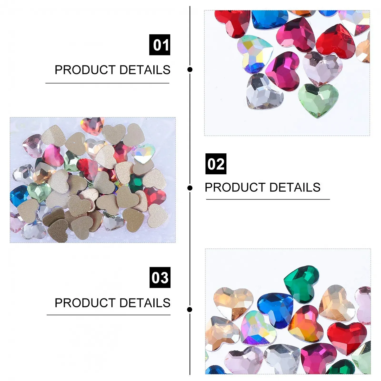 Стразы для ногтей Beavorty Сердце 150 шт. Разноцветные, фото №5