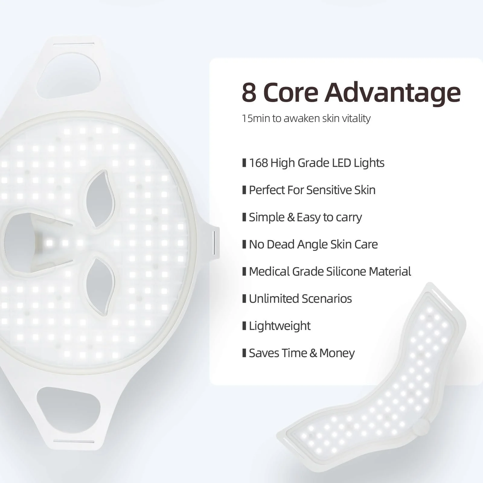 LED Маска для обличчя Силіконова Світлотерапія Червоне світло Омолодження Підтяжка Розгладження зморшок, фото №9