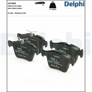 Комплект гальмівних колодок, дискові гальма Delphi LP2490 для AUDI SEAT SKODA VW ROEWE (SAIC) synthetic.ua - Фото 1