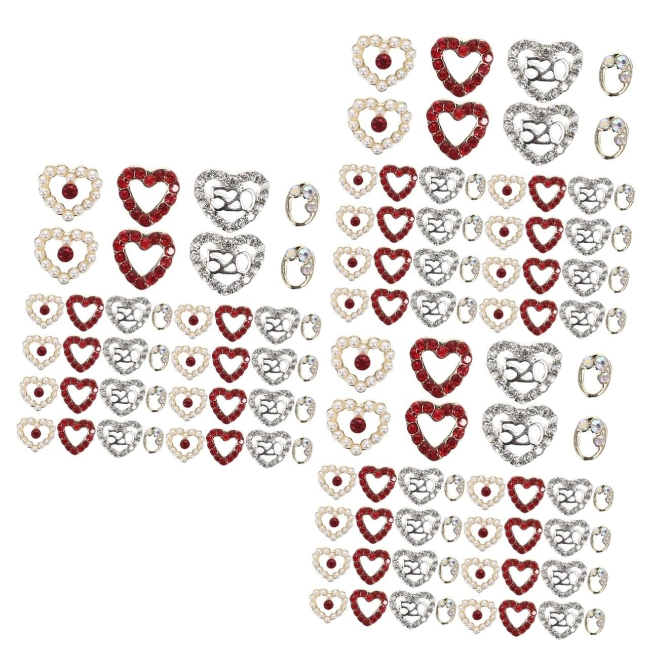 Украшения для ногтей в форме сердца FRCOLOR 120 шт. Блестящие стразы для маникюра на День Святого Валентина для нейл-арта и творческих поделок, фото №1