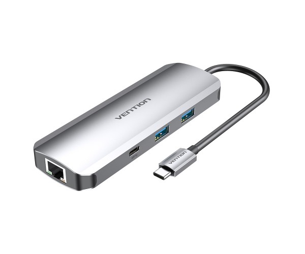 Док-станція USB3.1 Type-C -- HDMI/USB 3.0x2/RJ45/USB-C/SD/TF/TRRS 3.5mm/PD 100W Hub 9-in-1 Vention, фото №5