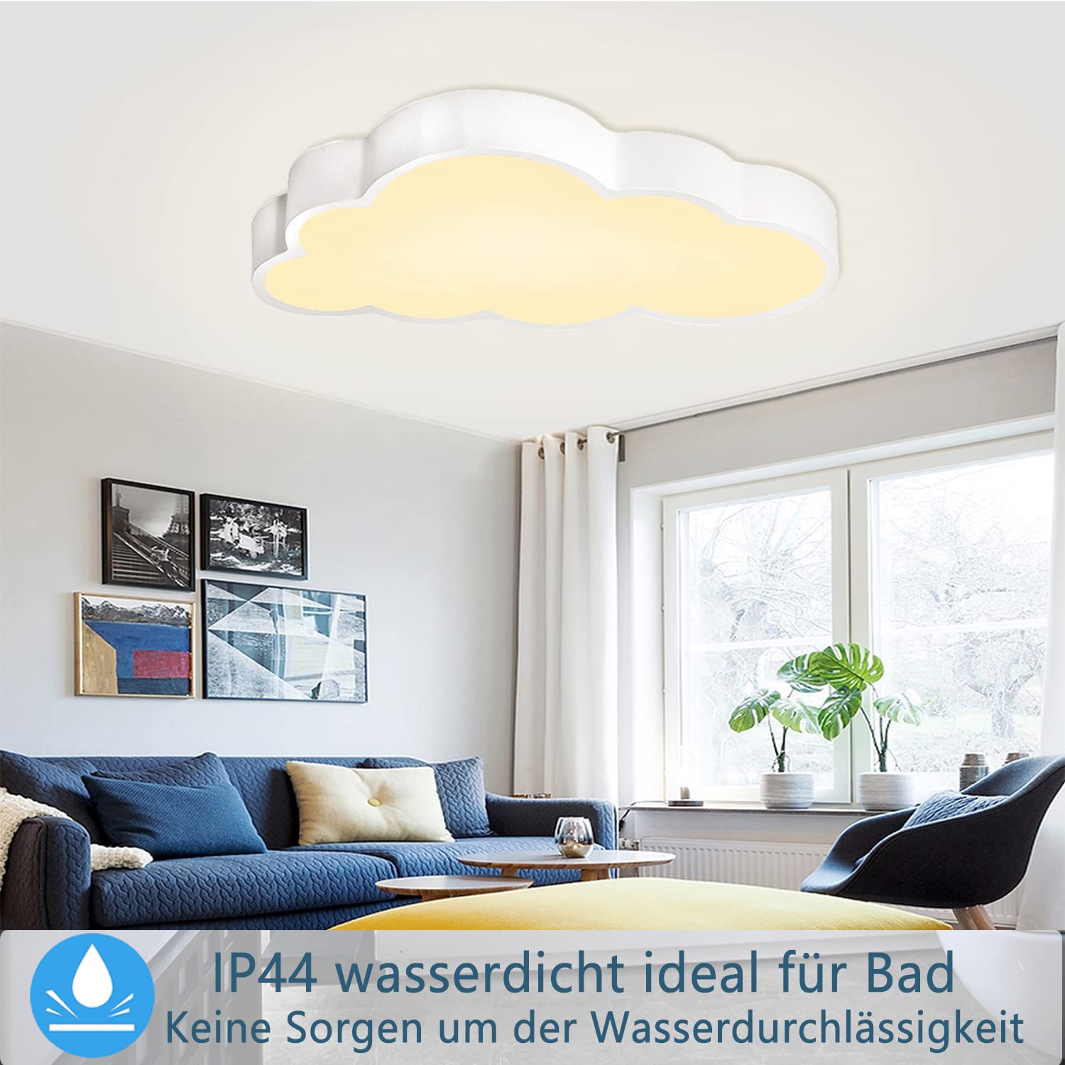 Светильник YRHome 48 Вт Dimmable Cloud LED потолочный светильник эффект облаков лампа акрил IP44 с пультом дистанционного управления детская комната ультратонкий спальня детская комната, фото №5