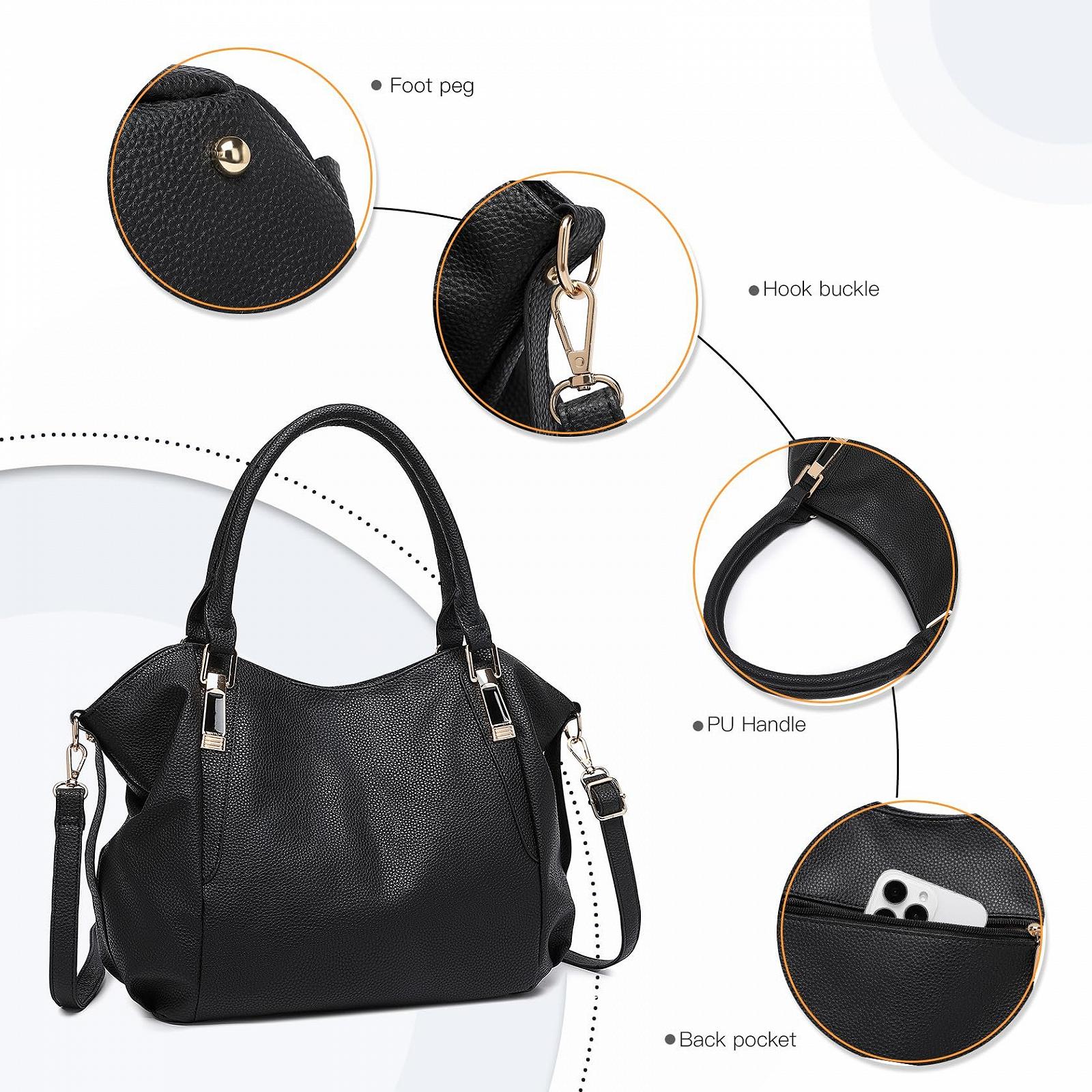 Сумка женская с ручками Miss Lulu большая Shopper Tote Bag из мягкой искусственной кожи среднего размера, фото №3
