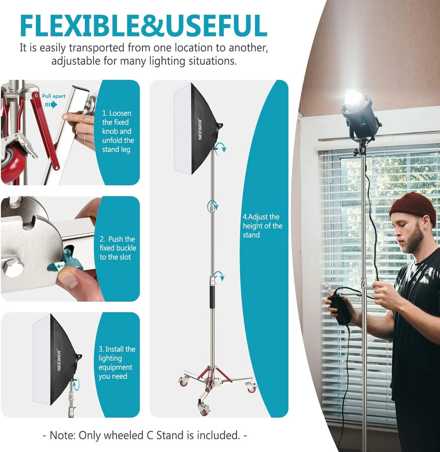 Штатив Neewer SC305W Сріблясто-червоний, фото №2 Штатив Neewer SC305W Сріблясто-червоний, фото №2