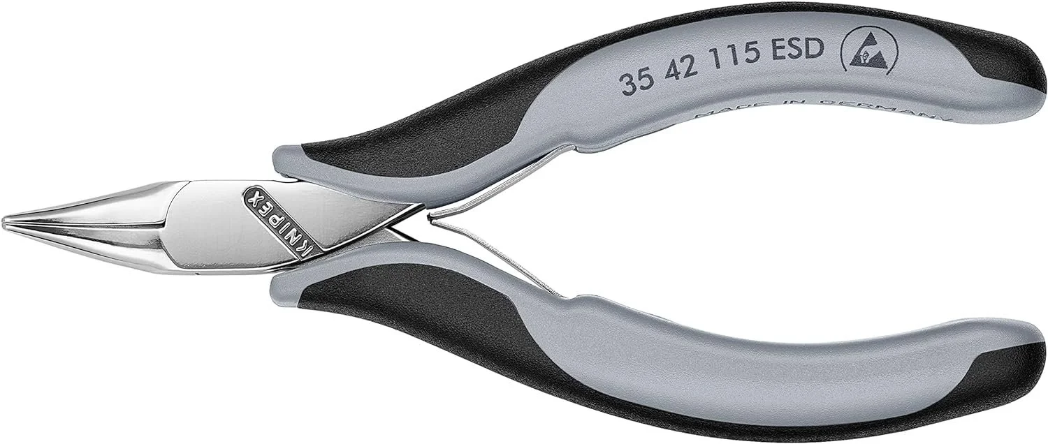 Плоскогубцы KNIPEX ESD 35 42 115 ESD для электроники со вставным шарниром с многокомпонентными чехлами, зеркально полированные, 115 мм, фото №3