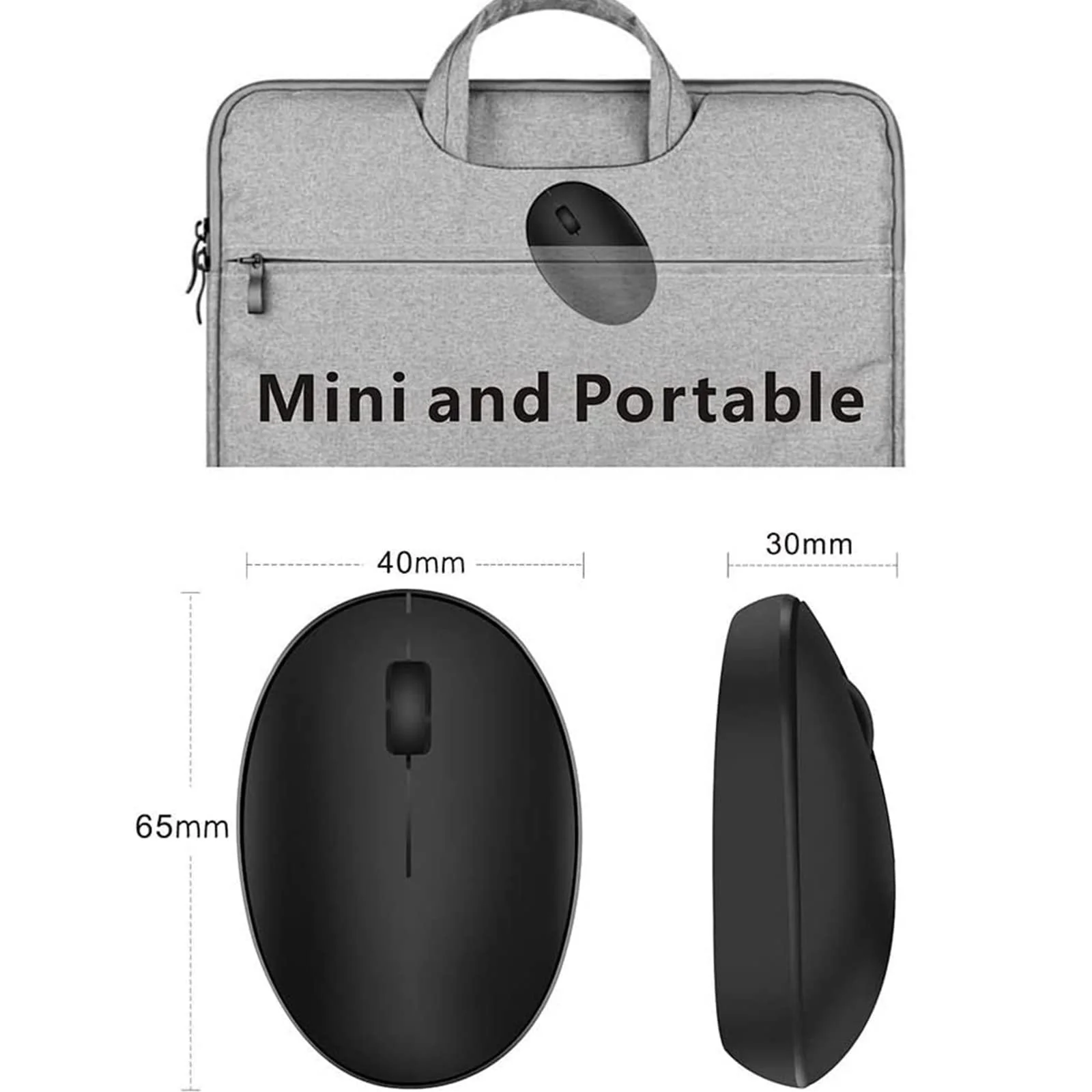 Миша Uiosmuph Mini Small Wireless Rechargeable 1000 DPI Чорний, фото №6