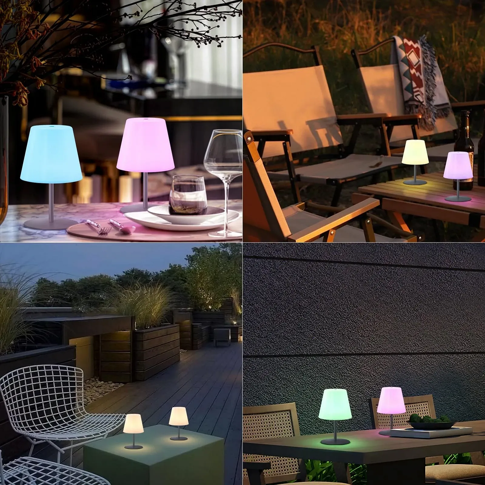 Настільна LED лампа акумуляторна Набір з 2 шт. Touch Dimmable Warm White / RGB USB-C IP44 сіра, фото №6