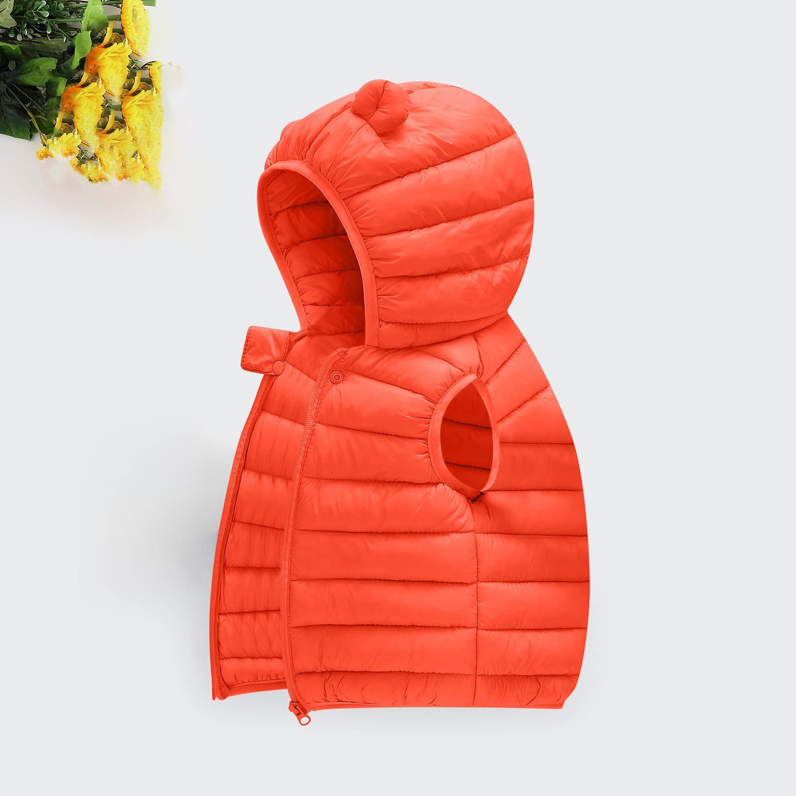 Пуховый жилет AYSDSKI для девочки с капюшоном Однотонный Без рукавов Стеганая куртка Осенняя Зимняя, фото №3 Пуховый жилет AYSDSKI для девочки с капюшоном Однотонный Без рукавов Стеганая куртка Осенняя Зимняя, фото №3