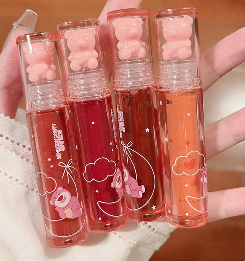 Жидкая помада Bear Lip Glaze Cute Bear Увлажняющий Водостойкий Долговременный Румяна Набор из 4 штук, фото №1