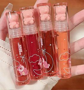 Жидкая помада Bear Lip Glaze Cute Bear Увлажняющий Водостойкий Долговременный Румяна Набор из 4 штук - Фото 1