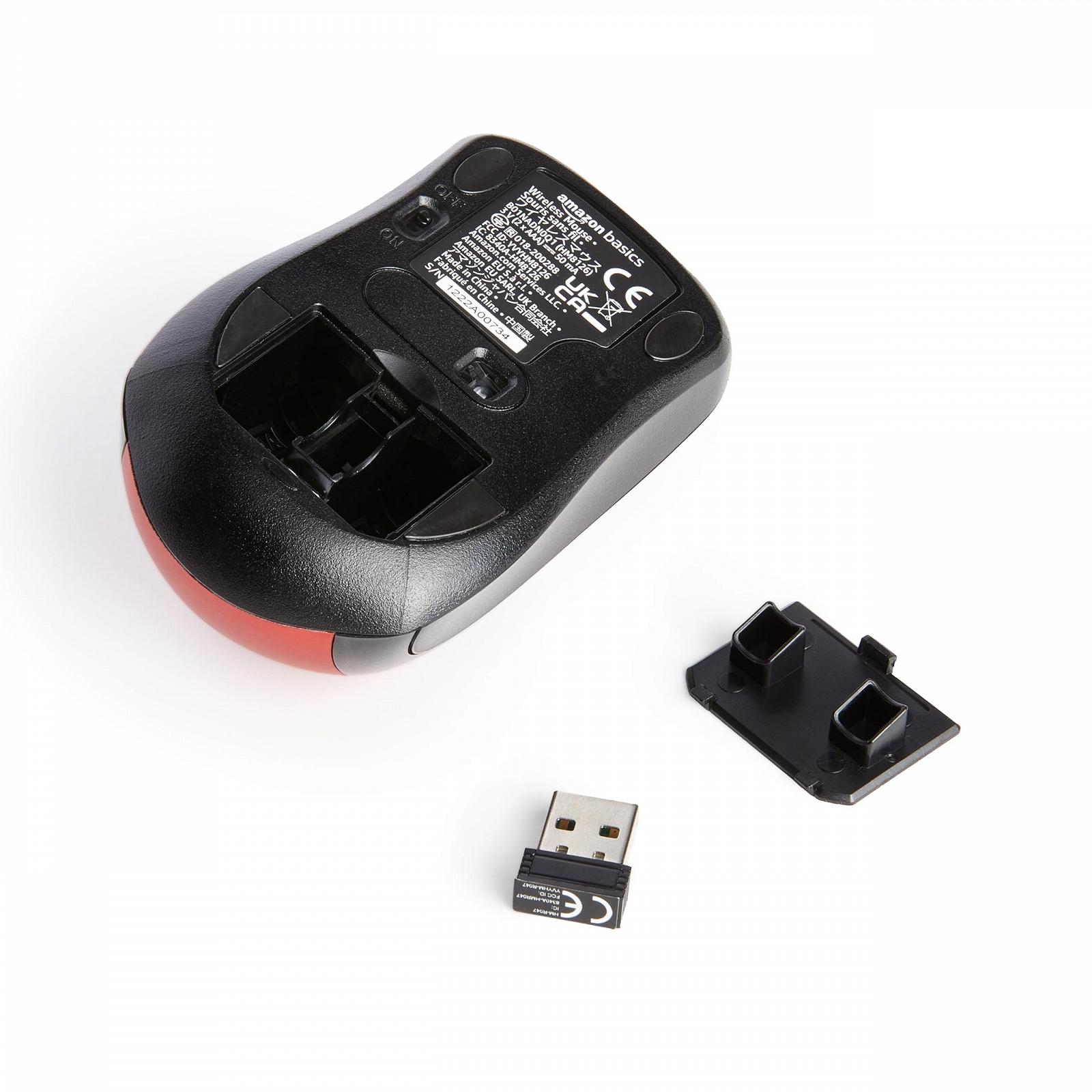 Мышь Беспроводная Amazon Basics Красный, фото №4