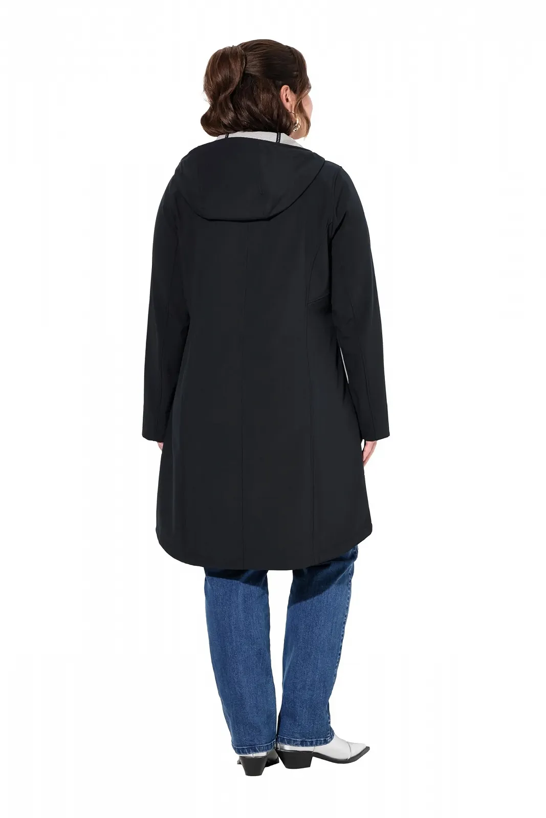 Жіноча куртка Ulla Popken Softshell Водовідштовхувальна з капюшоном Довга, фото №2