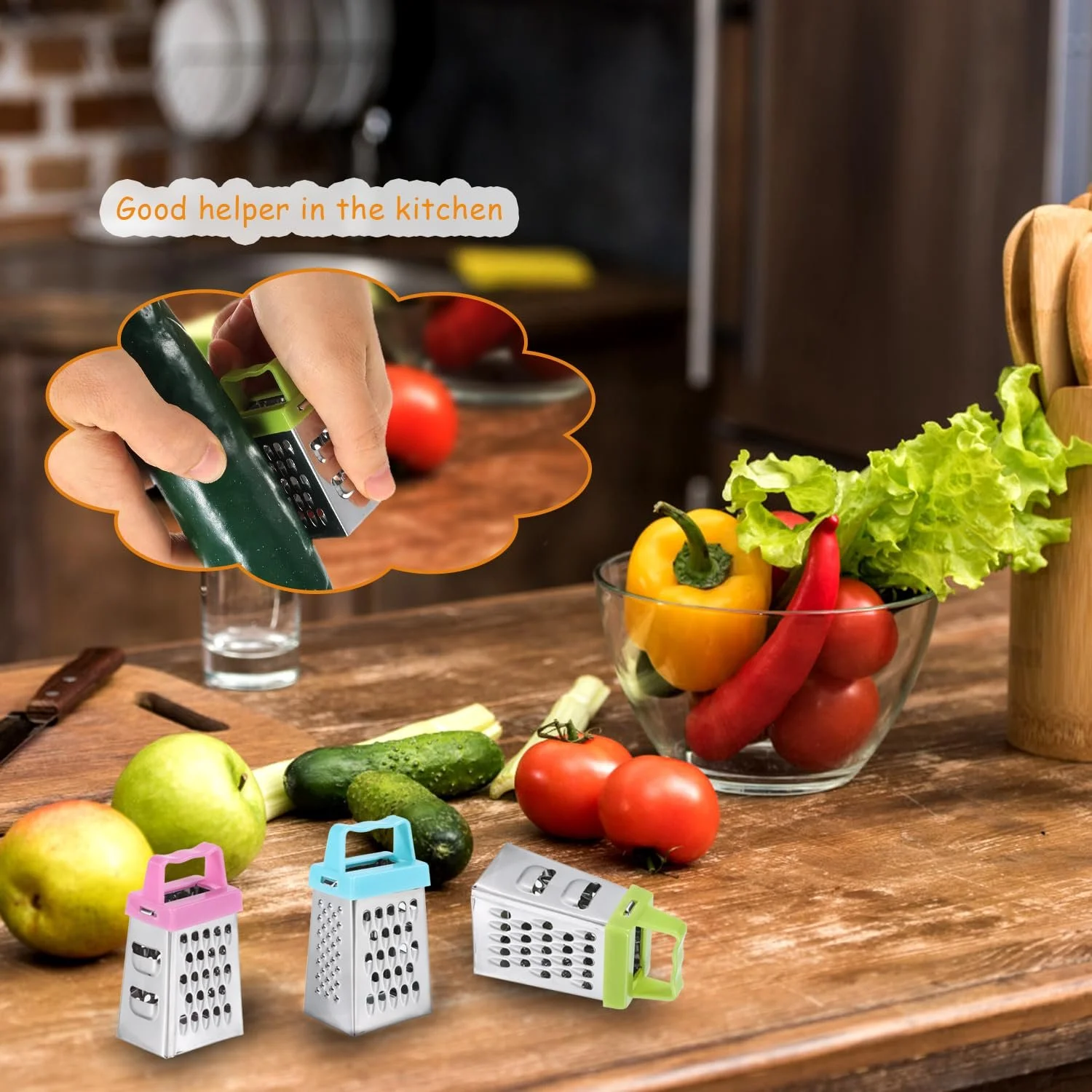 Набір міні-терок для сиру з нержавіючої сталі, 3 шт., фото №7 Набір міні-терок для сиру з нержавіючої сталі, 3 шт., фото №7