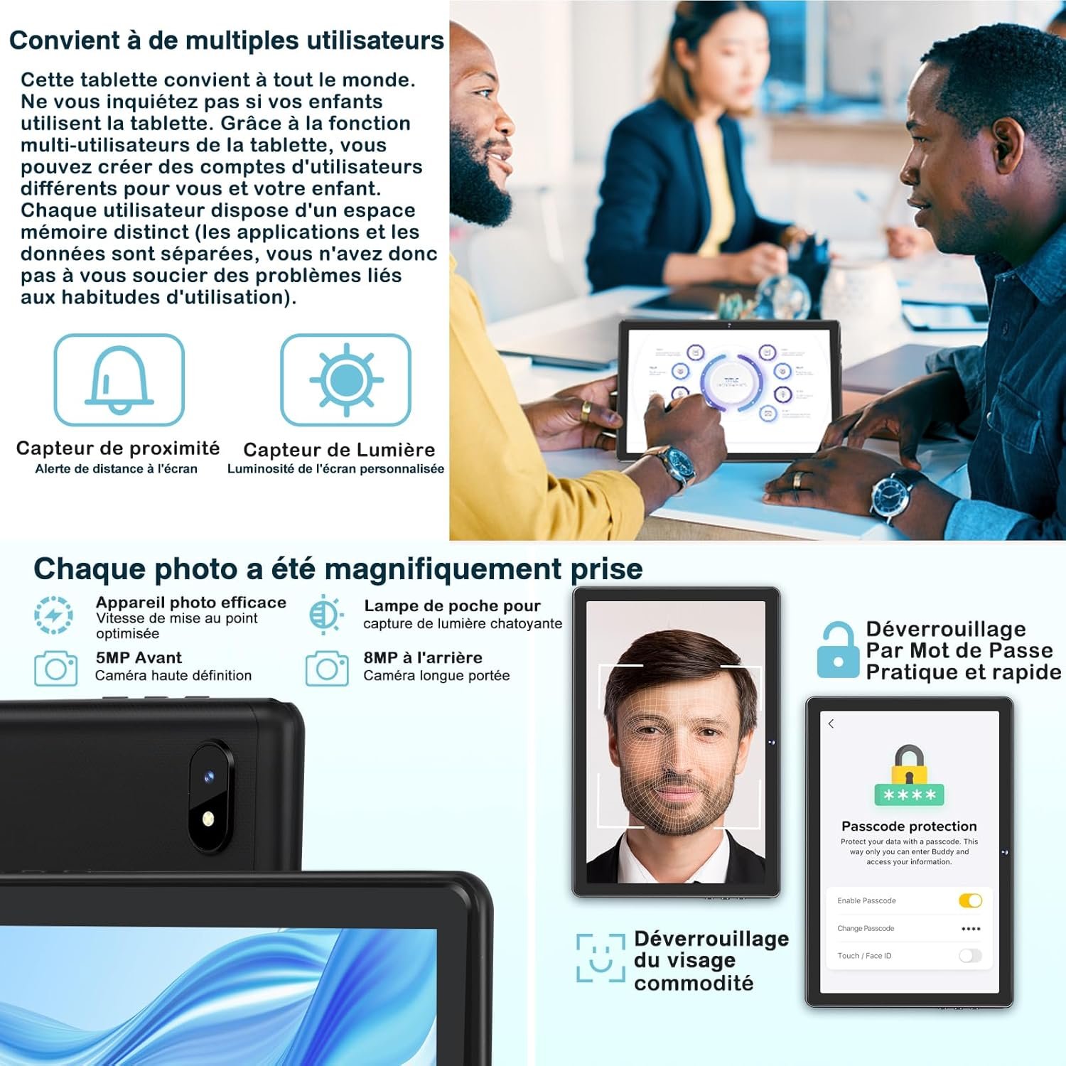 Планшет 10.1" Jusyea J5 6+6/128Gb 8 ядер Android 13 6000 мАч черный, фото №5