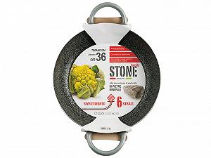 Сковорода Home Family Stone Антипригарна з 2 ручками Чорний/Сірий 36 см synthetic.ua - Фото 1