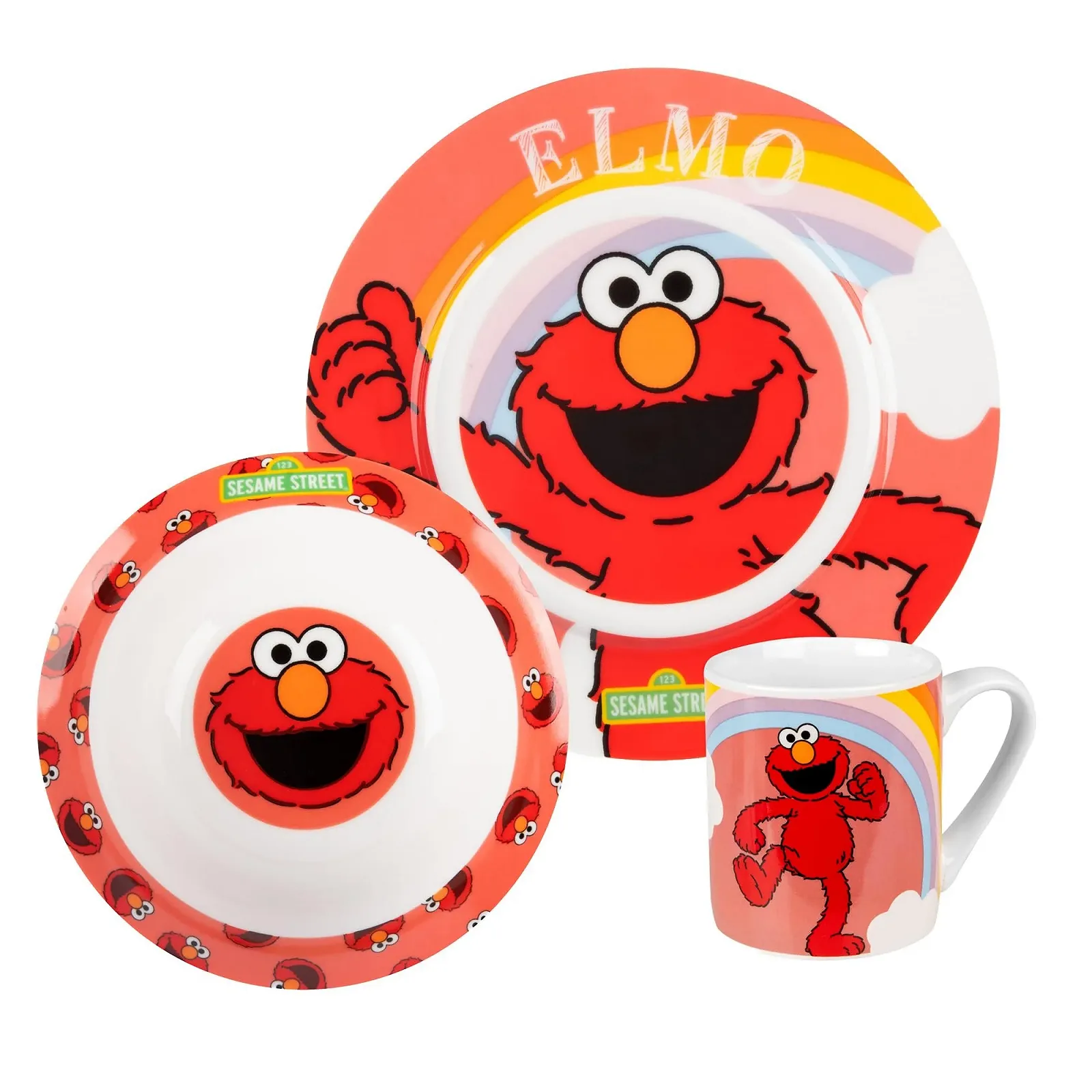 Детский набор для завтрака United Labels Elmo с Элмо, фарфоровый, 3 предмета, фото №1