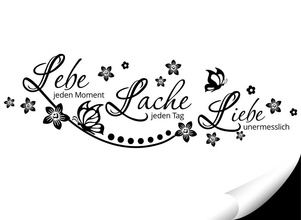 Наклейка на стену Grandora W870 Lebe Lache Liebe 152 x 58 см черный, фото №2