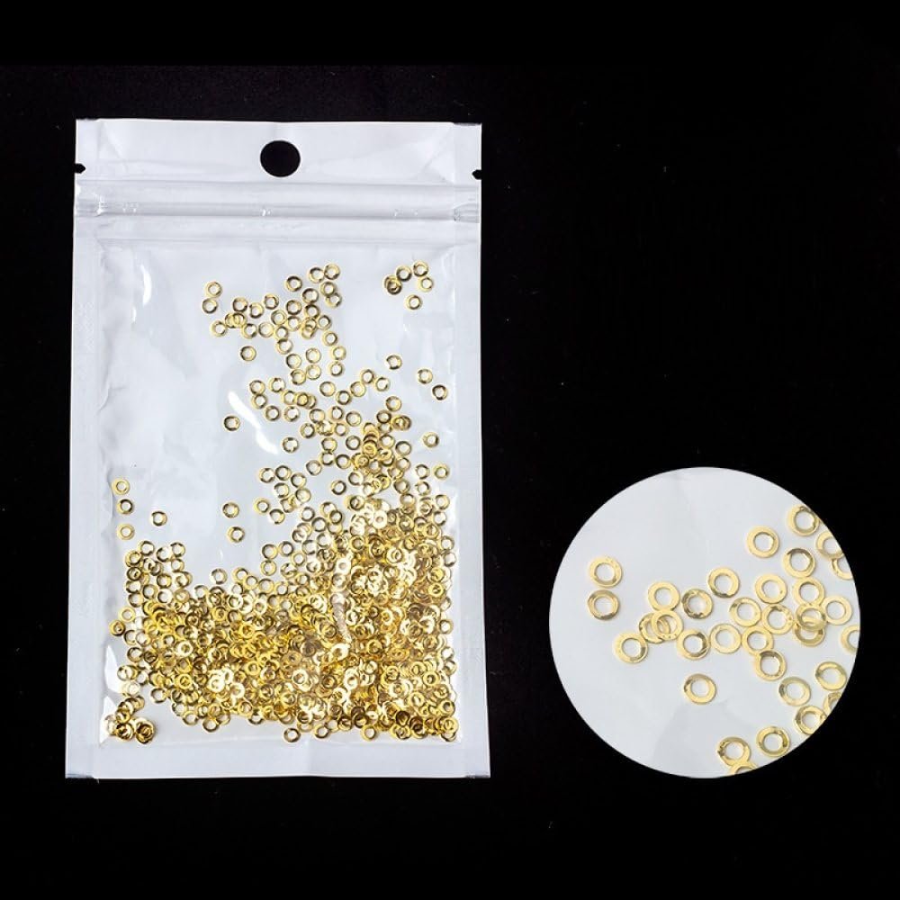Прикраси для нігтів qbodp 3 мм Круглі Золоті, 1000 шт, фото №1