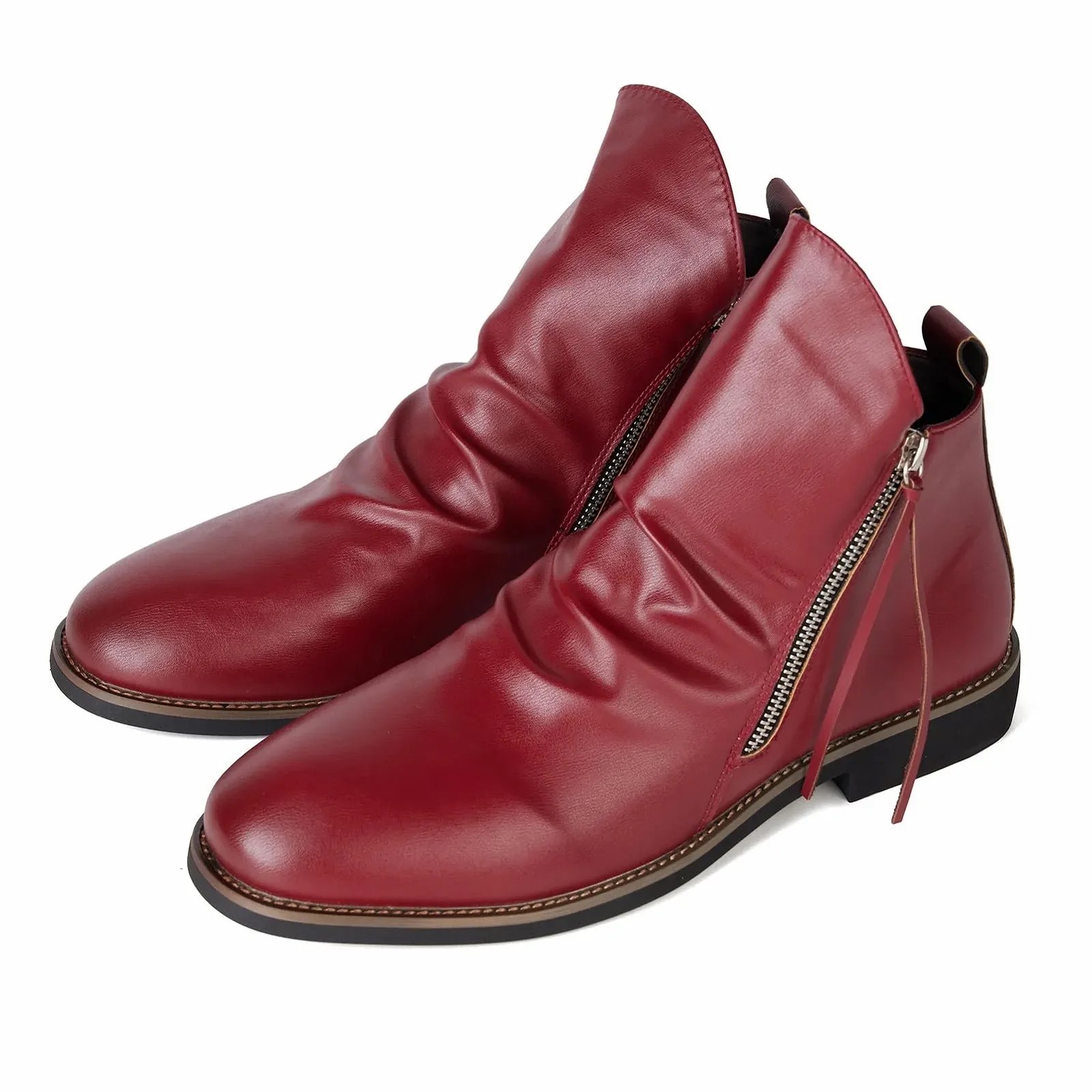 Челсі Remxi Чоловічі Шкіряні Чоботи з Подвійною Бічною Блискавкою Нековзні Чоботи, фото №2 Челсі Remxi Чоловічі Шкіряні Чоботи з Подвійною Бічною Блискавкою Нековзні Чоботи, фото №2