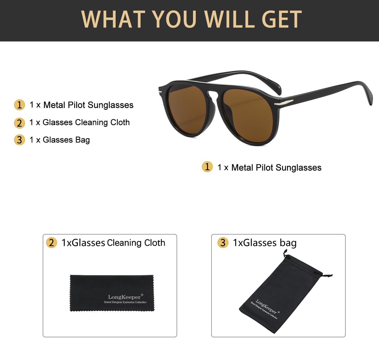 Сонцезахисні окуляри Круглі Long Keeper для чоловіків і жінок Ретро Авіатори, фото №6