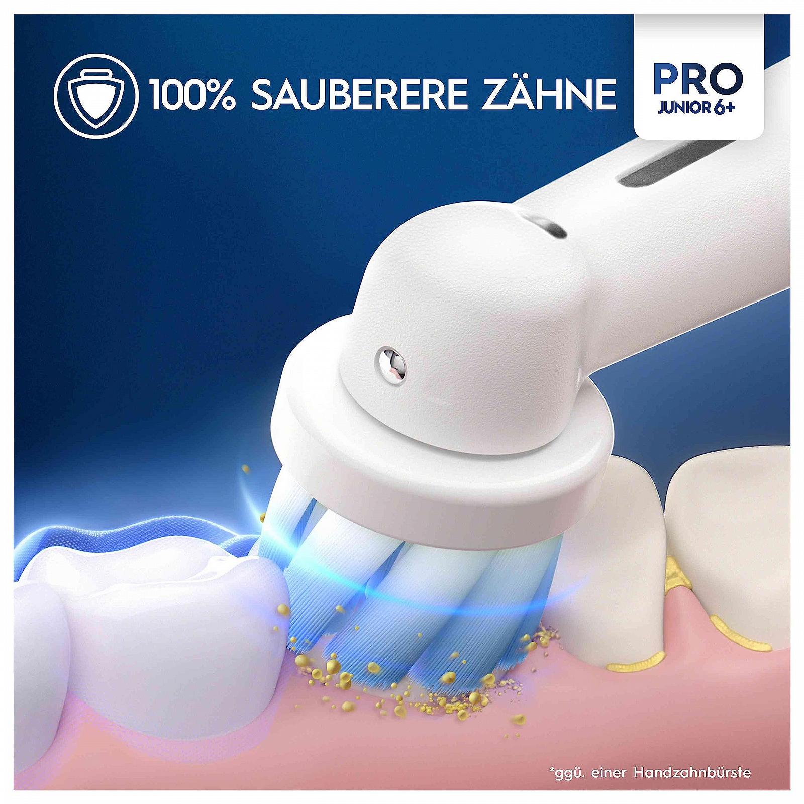 Зубна щітка електрична Oral-B Pro Junior для дітей від 6 років, з датчиком тиску, 3 режими чищення, включаючи делікатний, м'яка щетина та таймер, фіолетова, фото №2