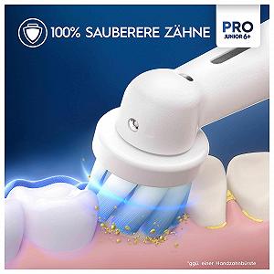Зубна щітка електрична Oral-B Pro Junior для дітей від 6 років, з датчиком тиску, 3 режими чищення, включаючи делікатний, м'яка щетина та таймер, фіолетова synthetic.ua - Фото 1