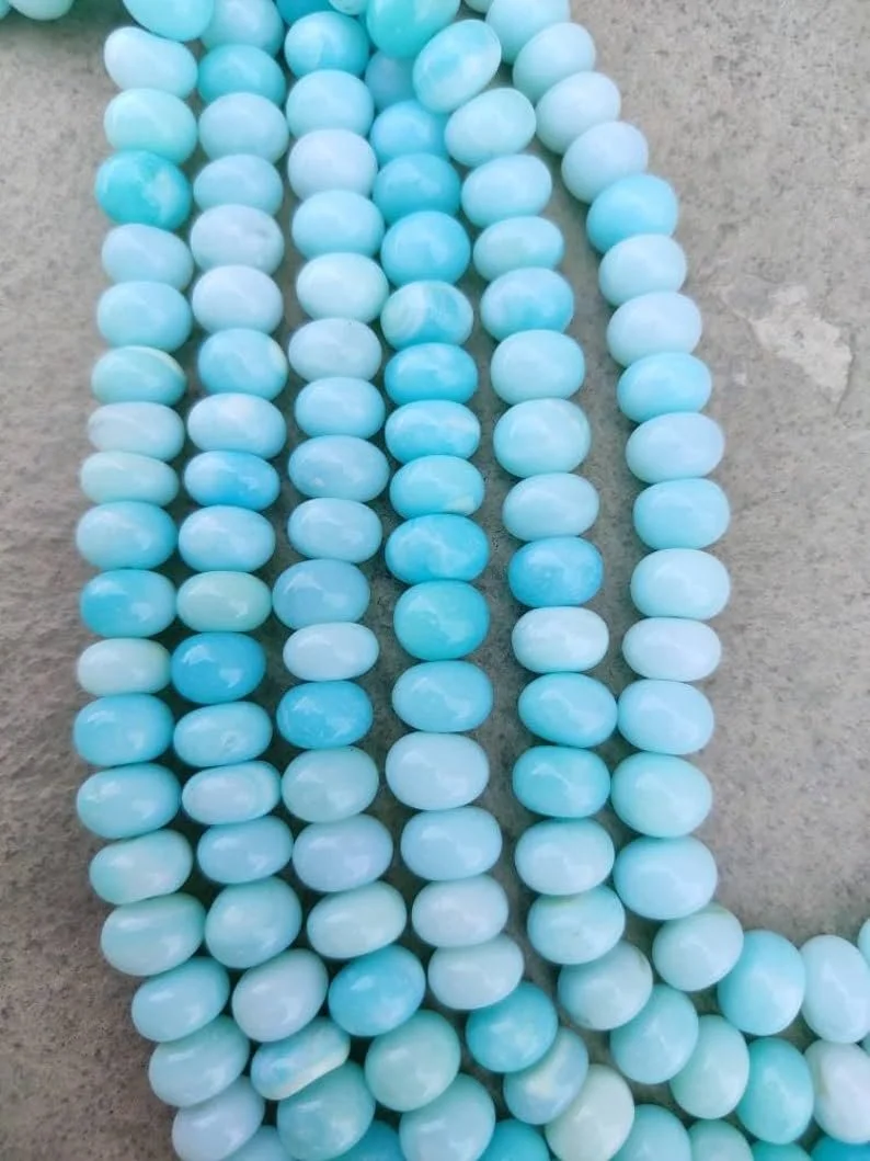 Намистини з натурального опалу, рондель, гладкі, 8.5-9 мм, нитка довжиною 40 см, для намиста, браслета, фото №2