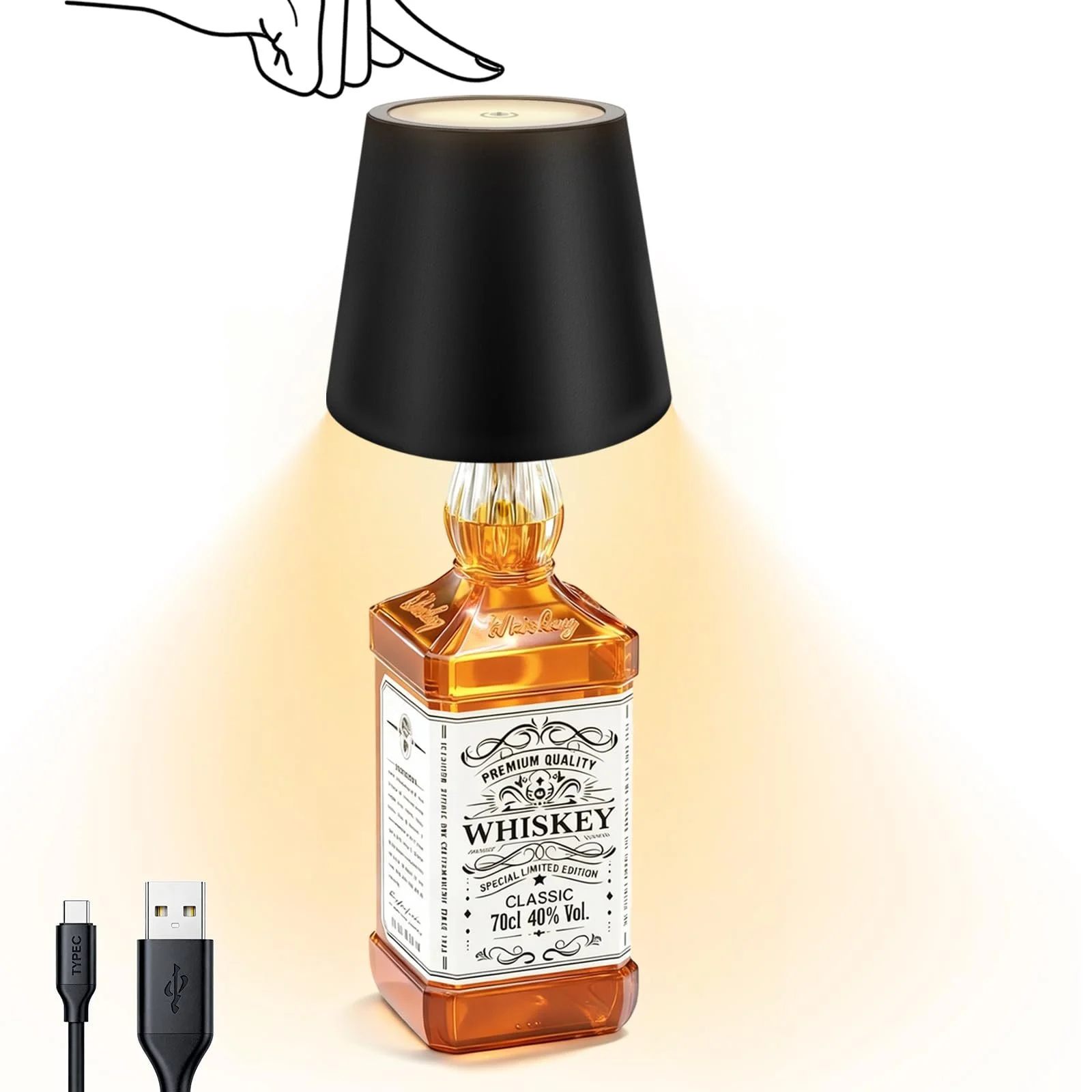 Настільна лампа для пляшок LED акумуляторна сенсорна 3 колірні температури, фото №1