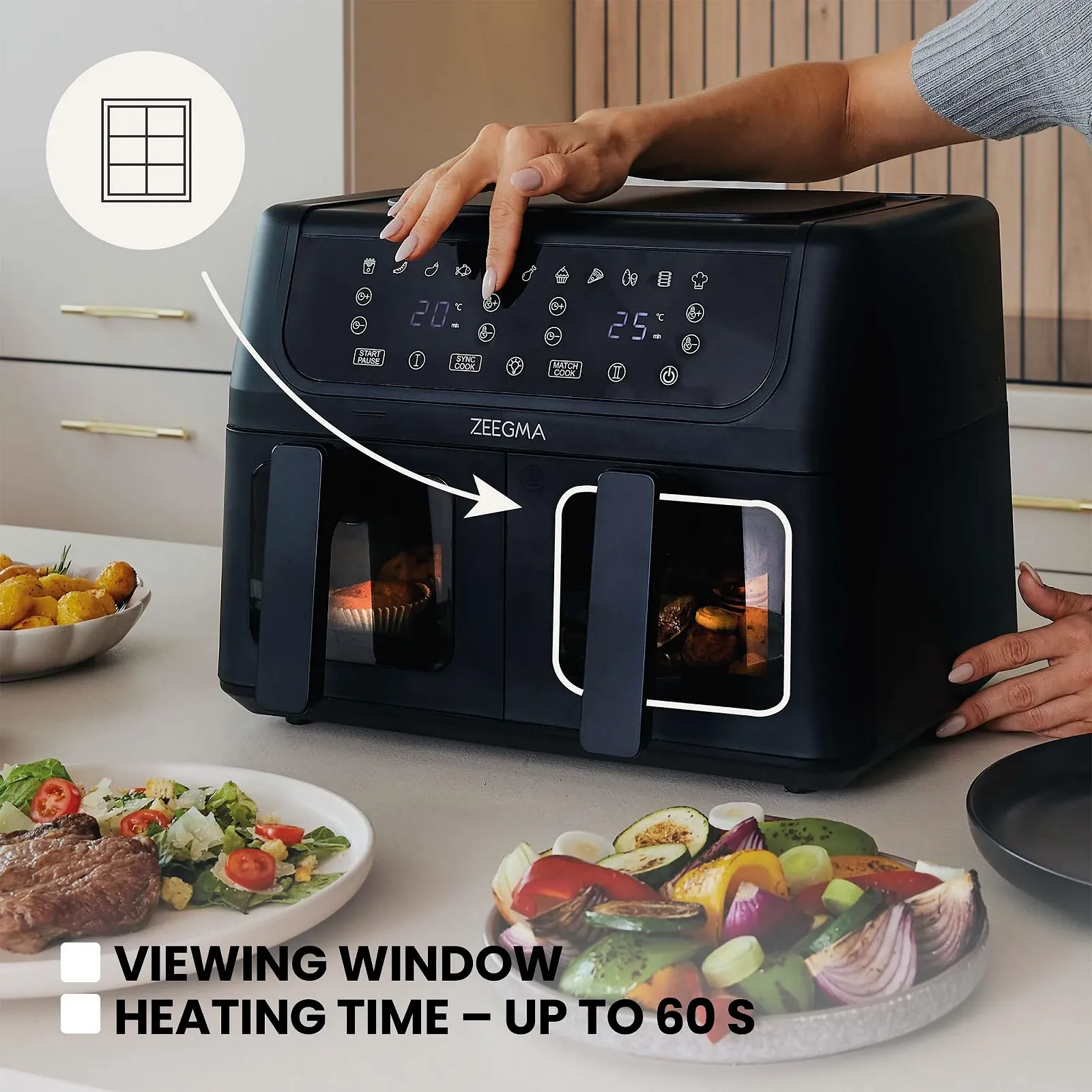 Мультипіч Zeegma Knapper Dual 1700 Вт 9 л 11 програм 60-200 °C Чорна, фото №5 Мультипіч Zeegma Knapper Dual 1700 Вт 9 л 11 програм 60-200 °C Чорна, фото №5